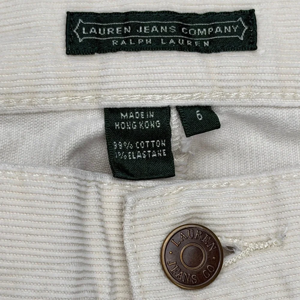 Lauren Ralph Lauren Cream Corduroy Straight Leg‎ Pants Womens 6 Off White Cotton